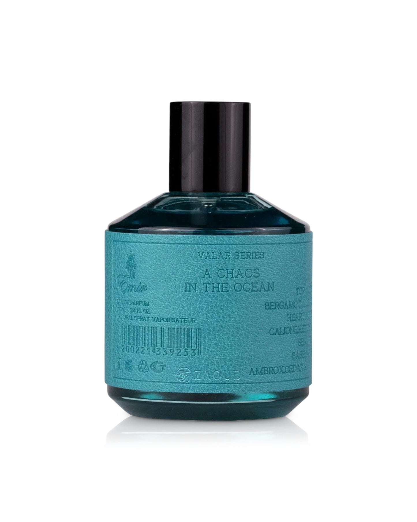 a chaos in the ocean perfume bottle shows against white background