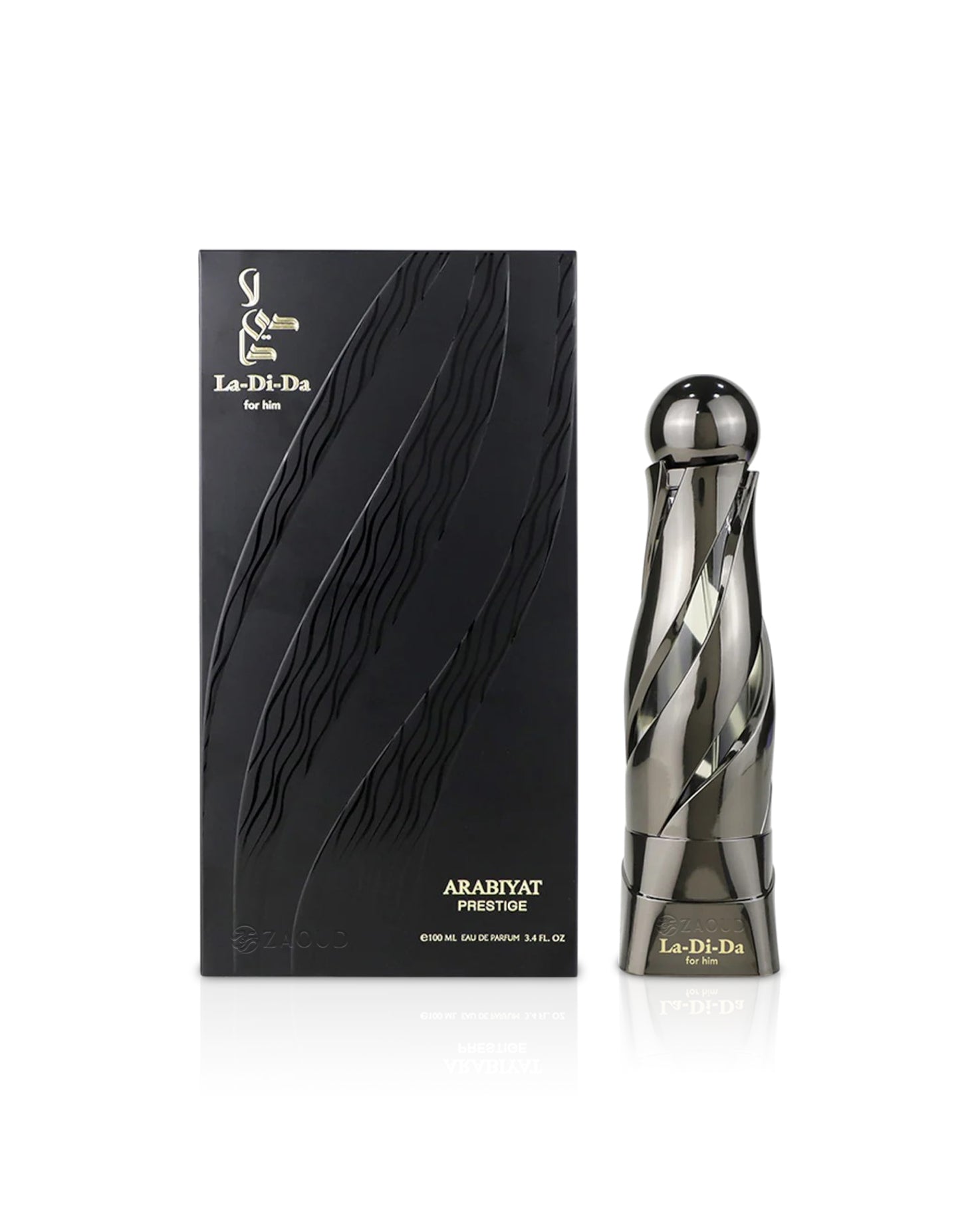 La-Di-Da ARABIYAT PRESTIGE perfume bottle and packaging on a white background