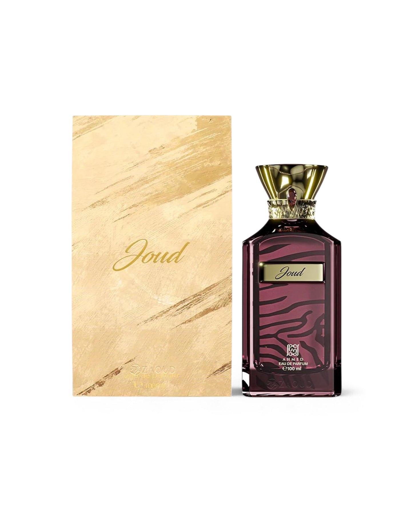 ahmed al maghribi joud Perfume bottle with 'Joud' packaging on a white background