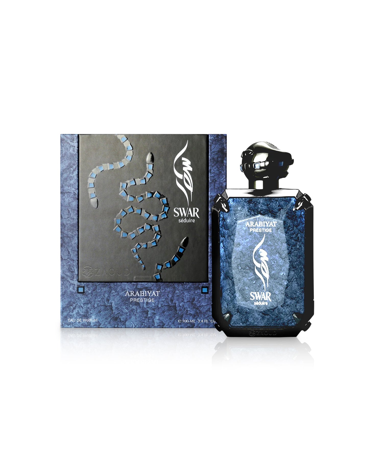 arabiyat prestige swar seduire Perfume bottle and packaging with 'Swar' branding on a white background