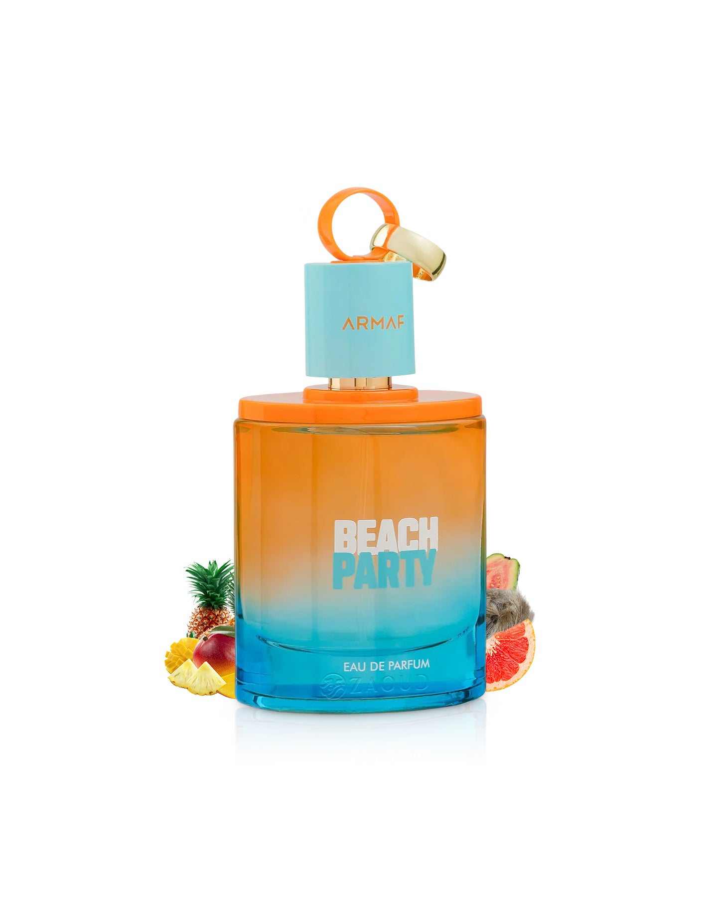 armaf beach party Perfume bottle labeled 'Beach Party' with an orange to blue gradient on a white background.