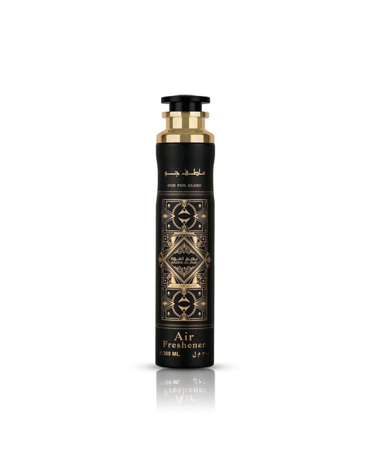 Badee Al Oud oud for glory air freshner bottle against white background