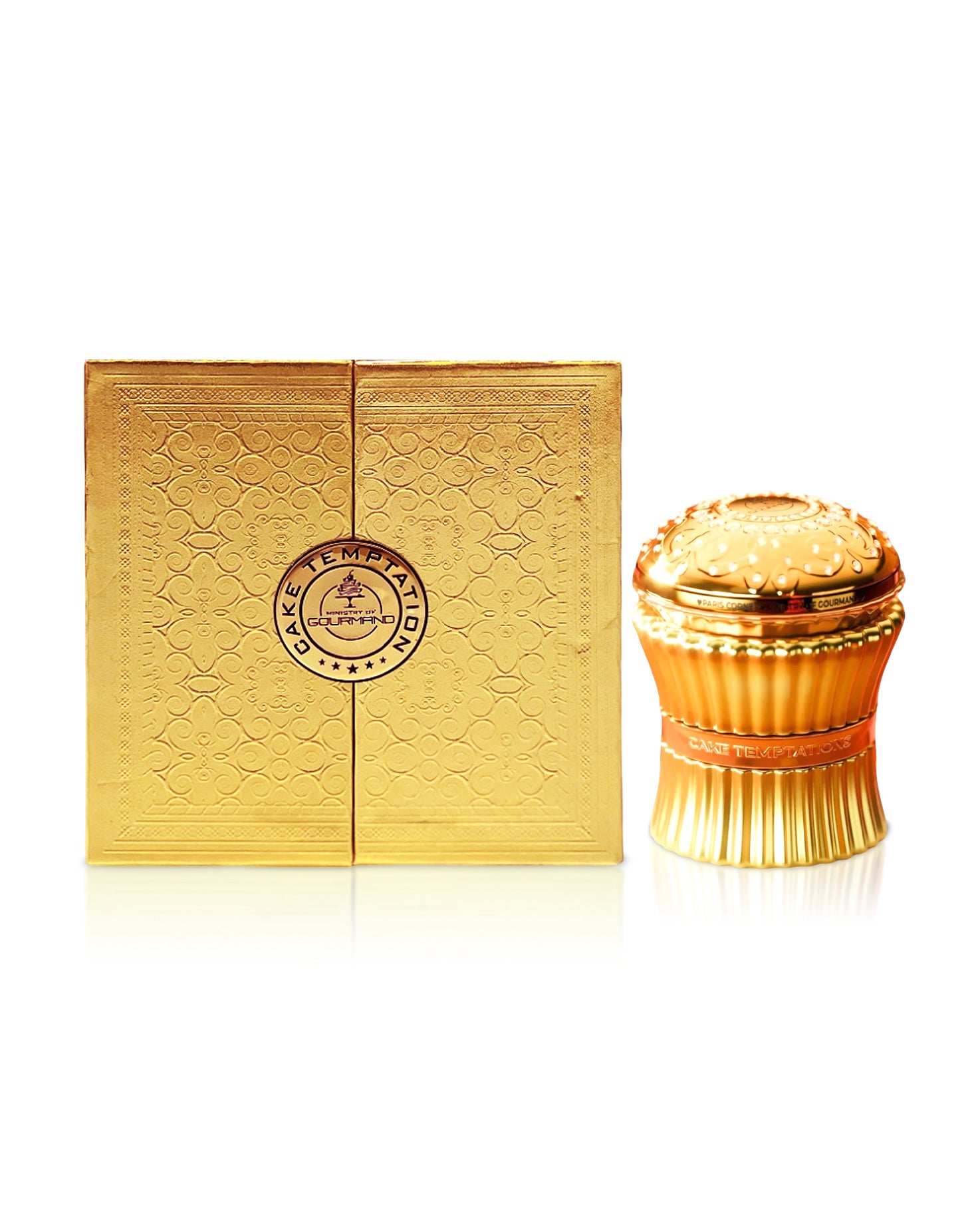 cake temptations perfume bottle shows beside its box against white background
