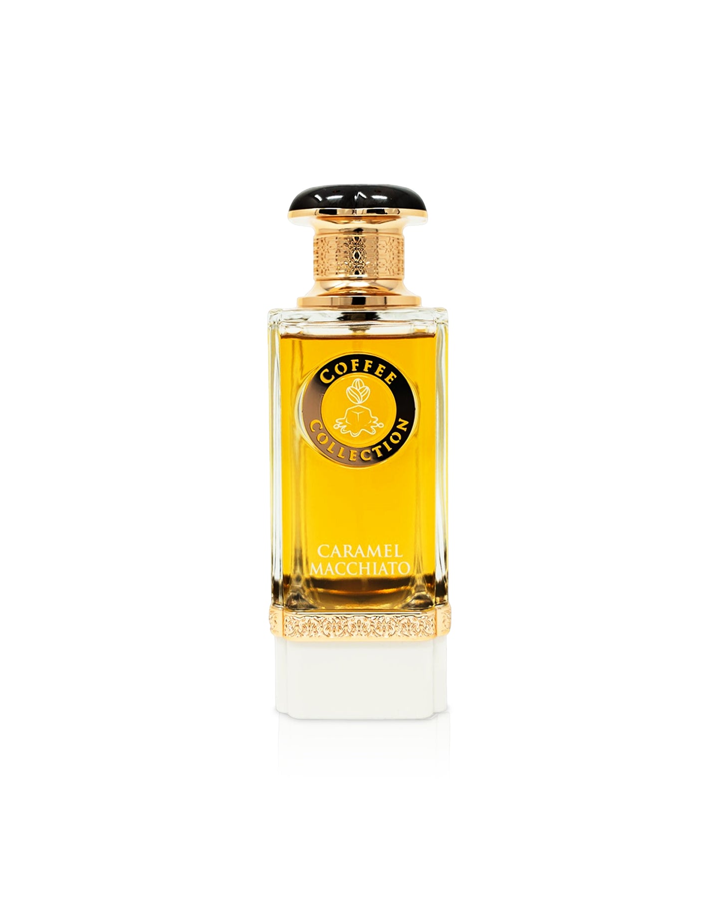caramel macchiato perfume bottle shows against white background