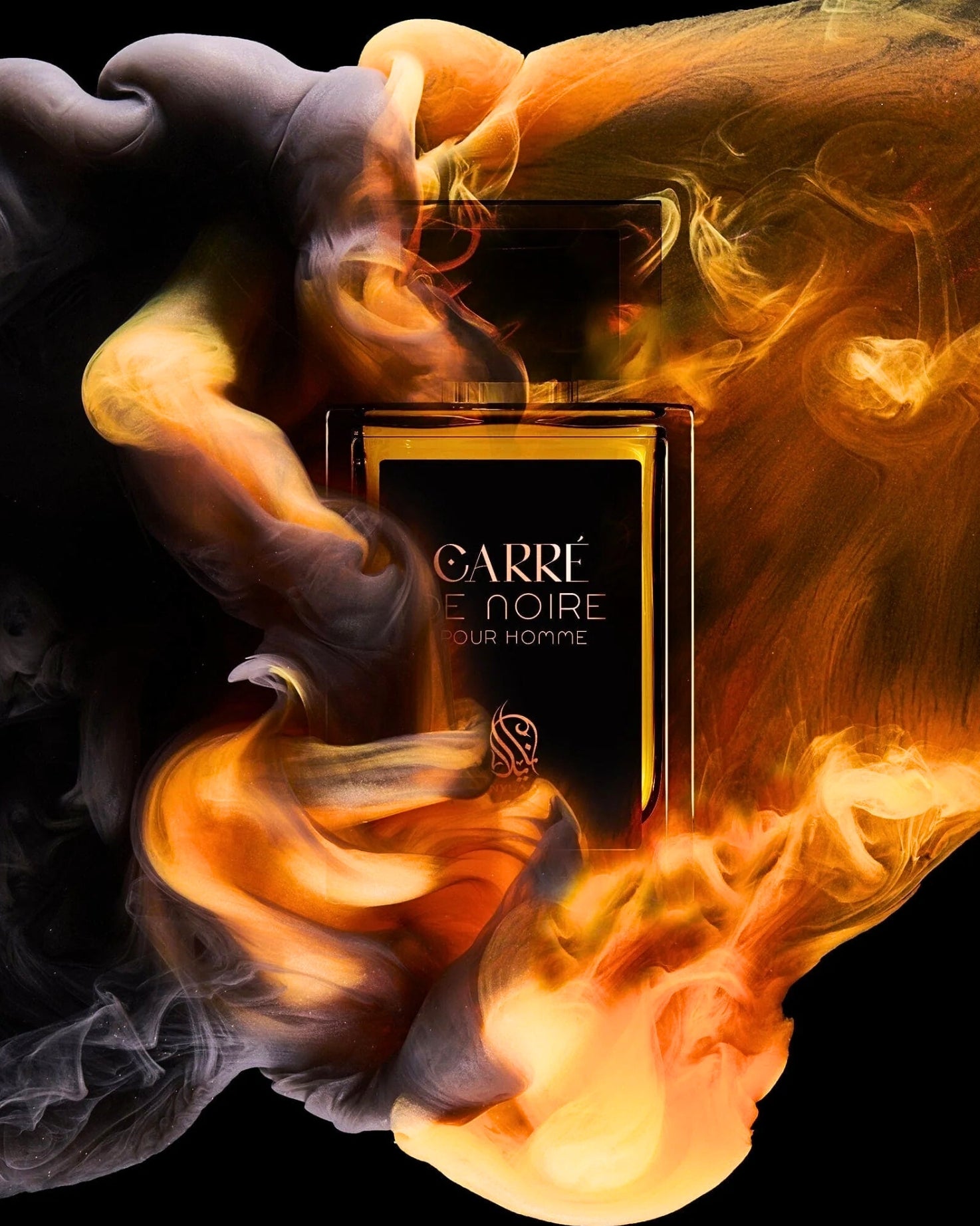Carre de noire edp perfume bottle photograph between colour blust smoke