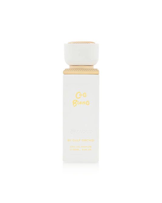 gulf orchid coco blanco perfume white bottle shows against white background