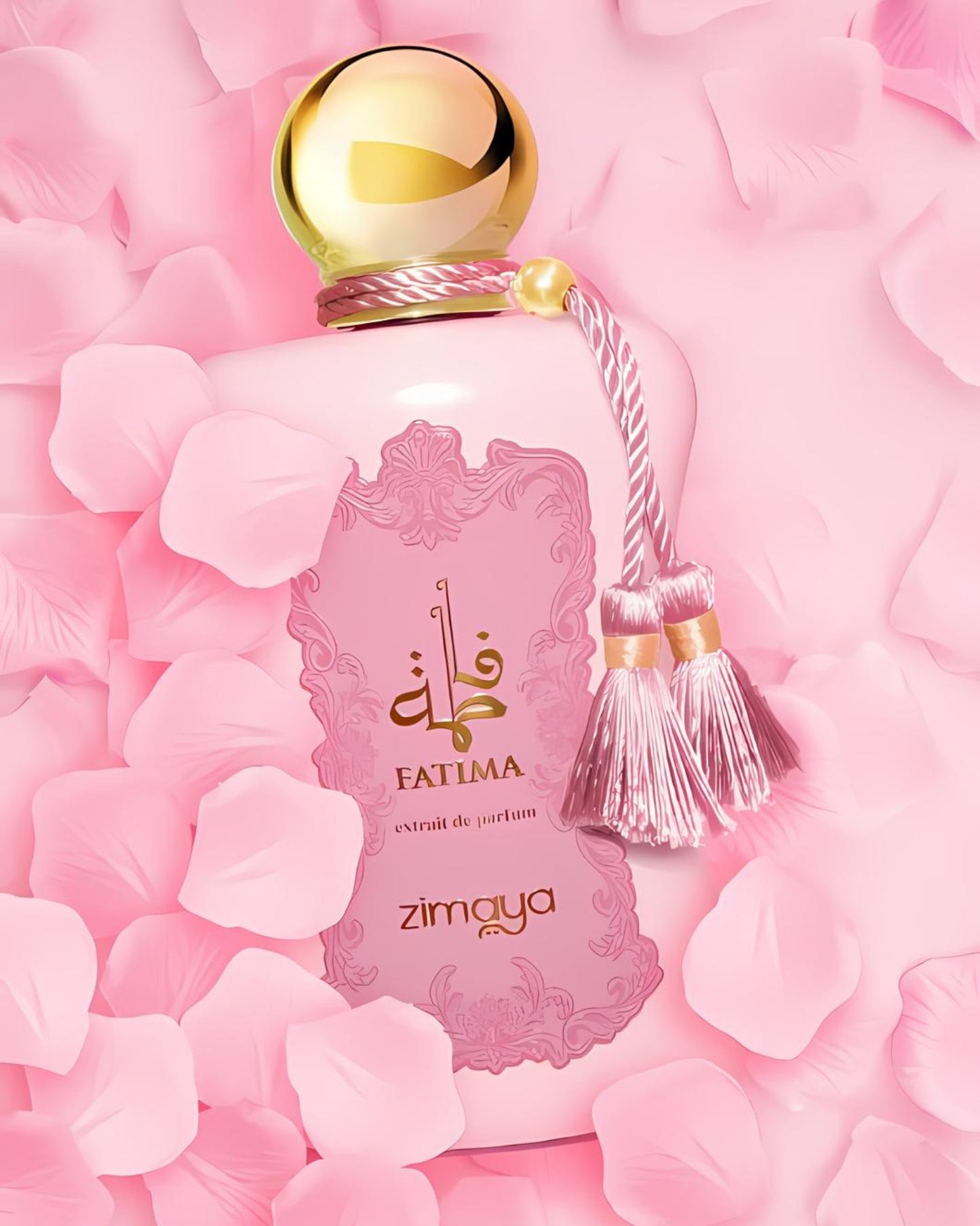 Fatima extrait de parfum perfume bottle photograph between rose petals
