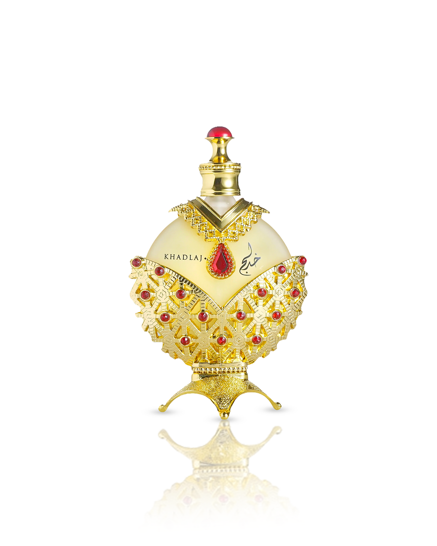 Hareem al sultan gold perfume oil bottle against white background