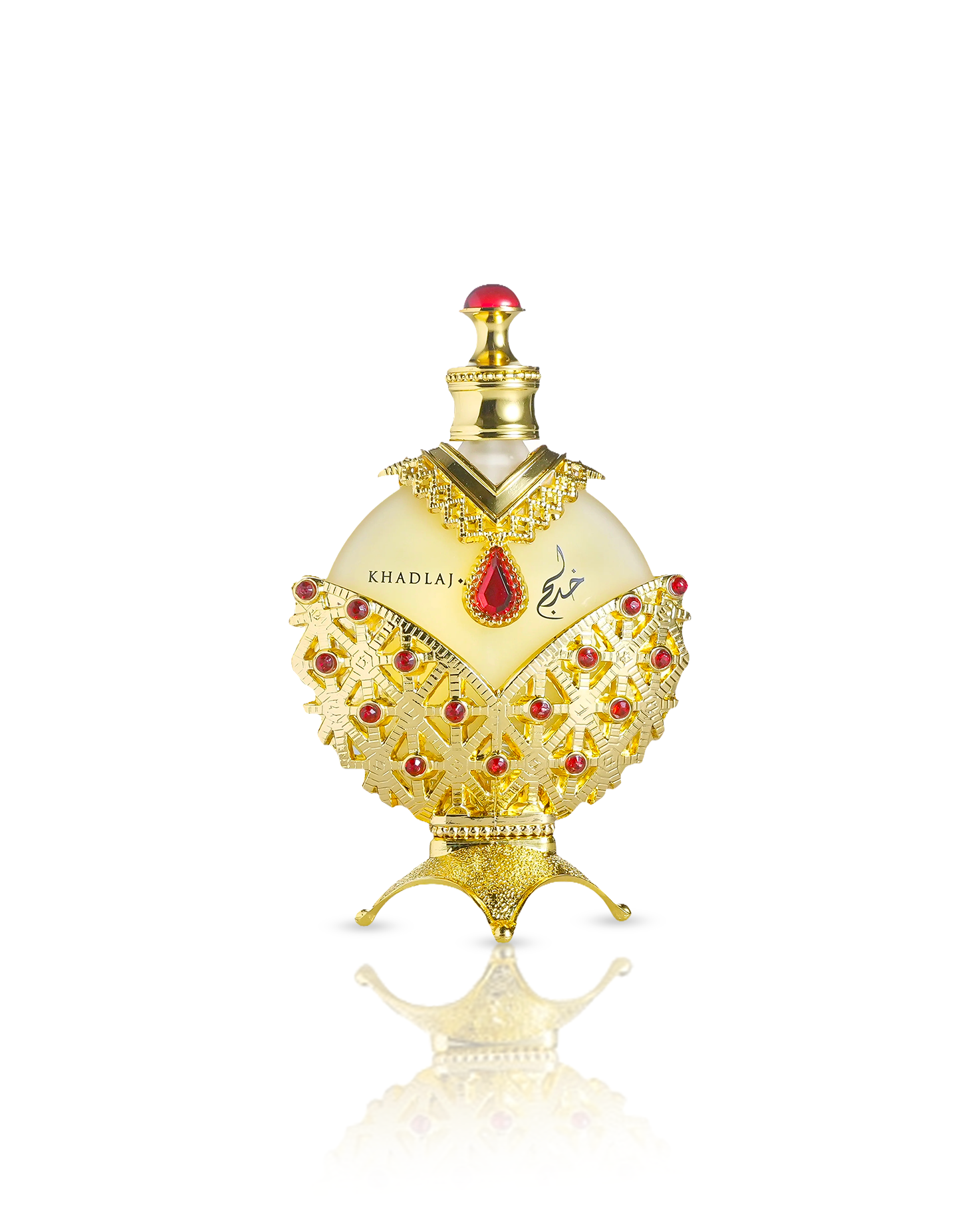 Hareem al sultan gold perfume oil bottle against white background