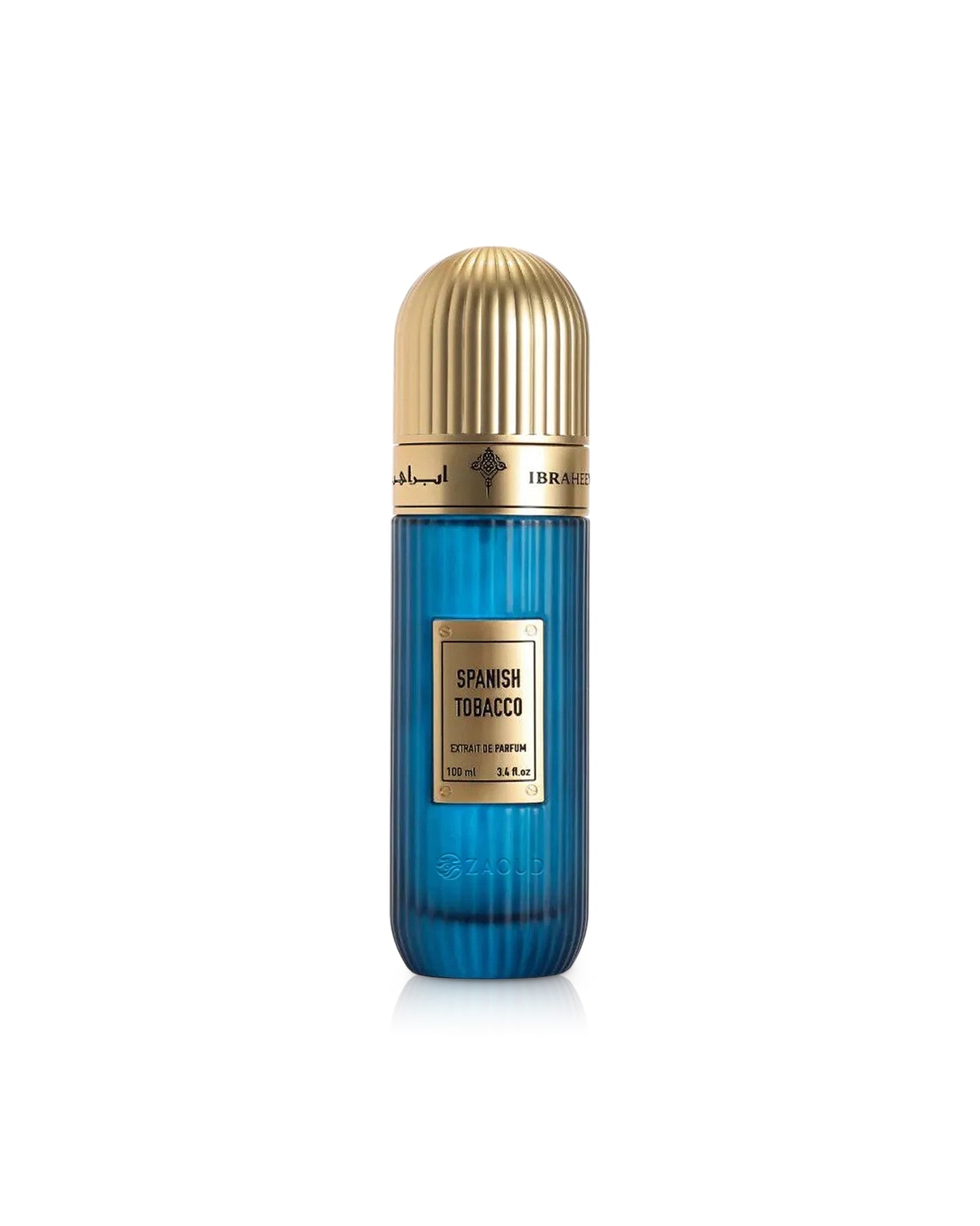 ibraheem al qurashi spanish tobacco perfume bottle shows against white background
