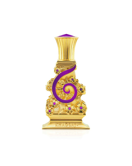 johayna purple perfume oil bottle shows against white background