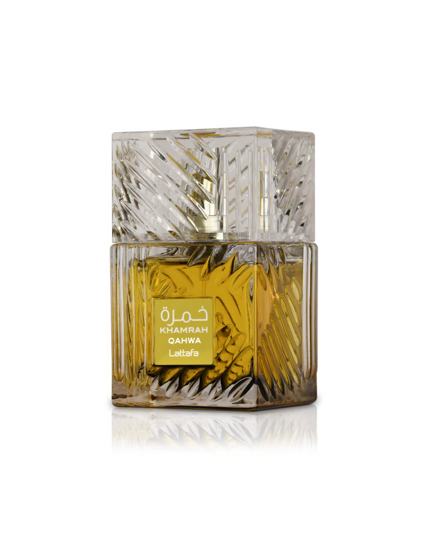 Khamrah Qahwa edp perfume bottle against white background