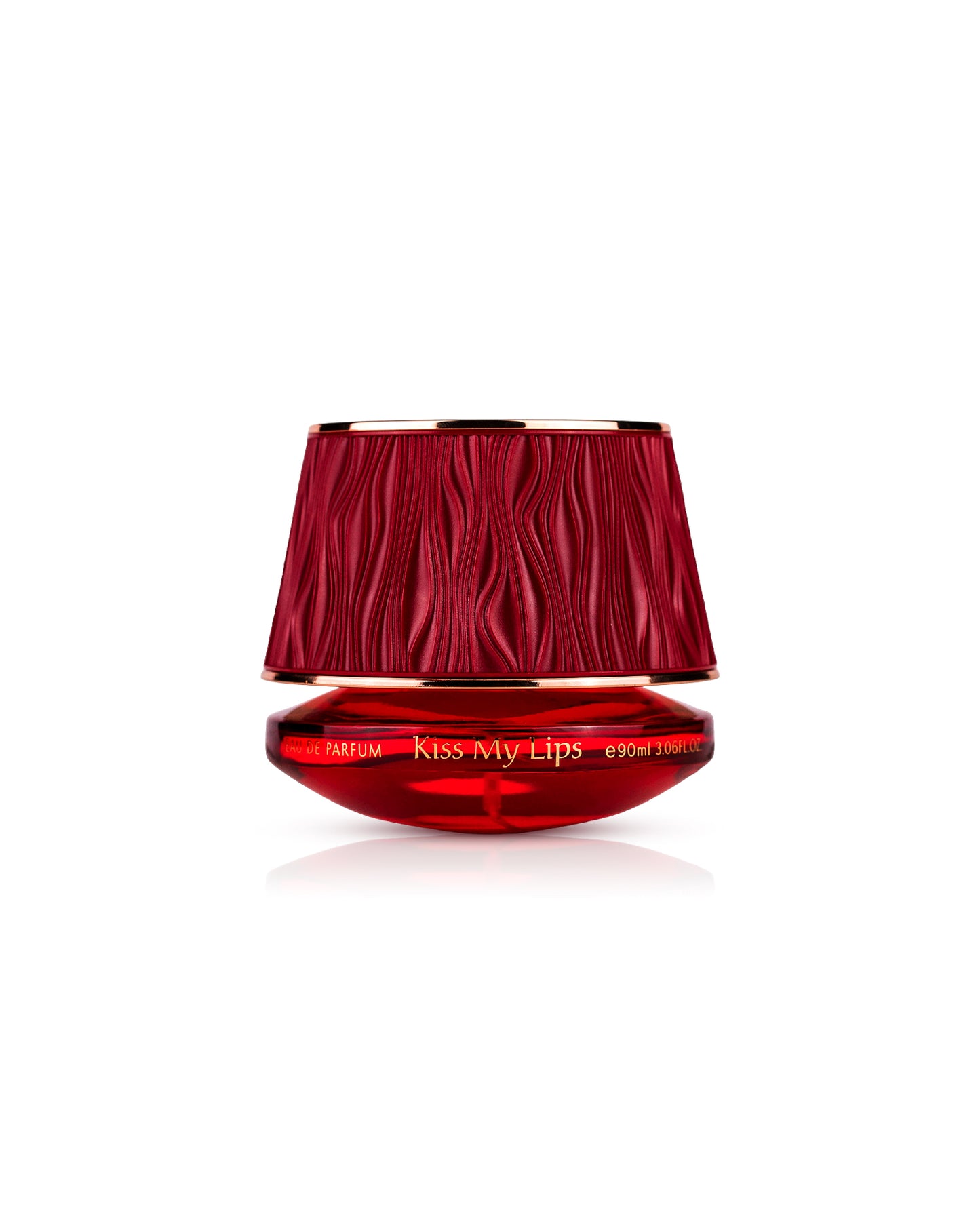 MAISON ASRAR PERFUME BOTTLE with 'Kiss My Lips' text on a white background