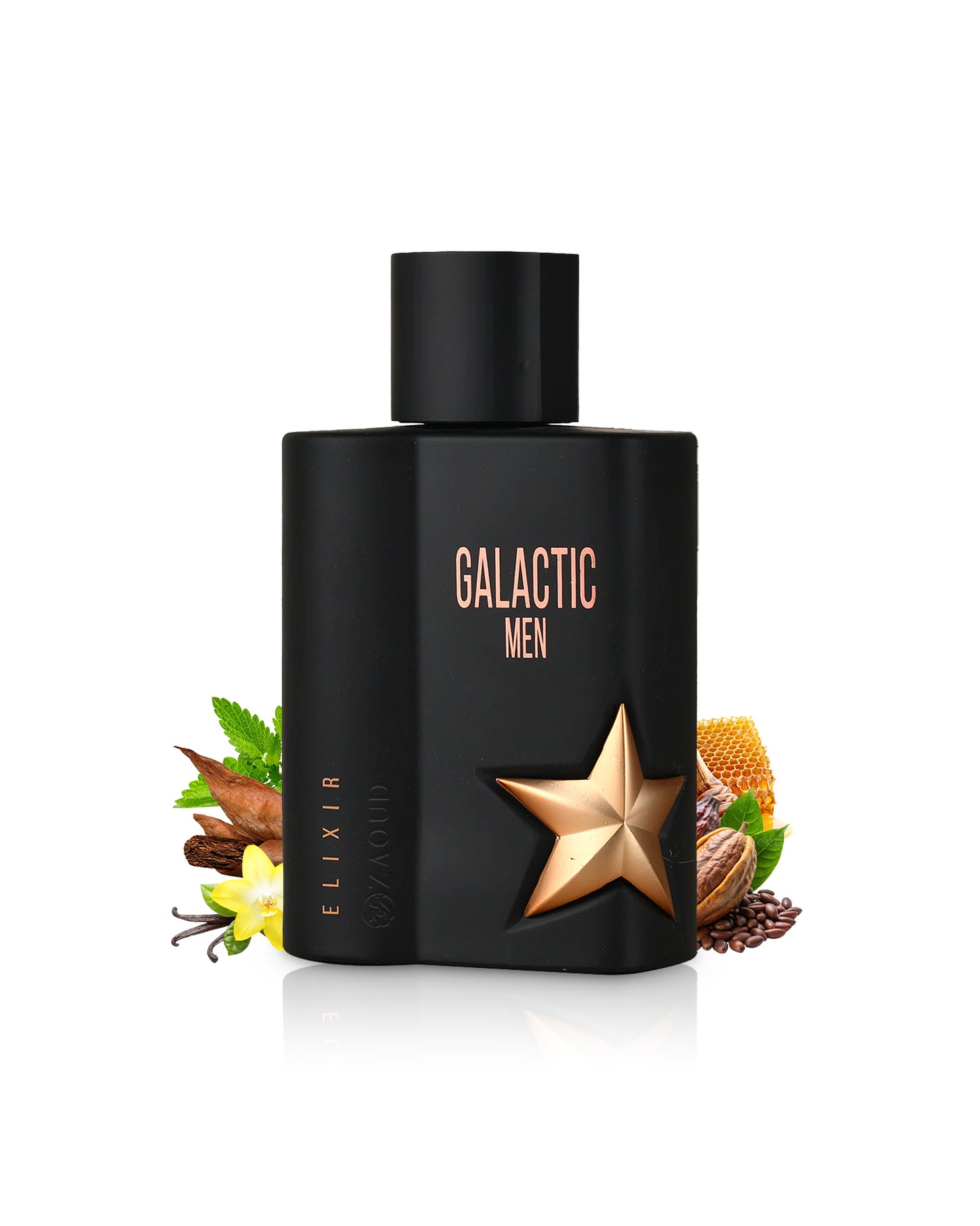 MAISON ALHAMBRA GALACTIC MEN ELIXIR perfume bottle labeled 'Galactic Men' with star design on a white background