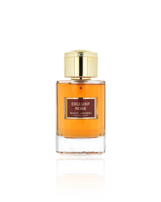 Maison alhambra exclusif rose perfume bottle against white background