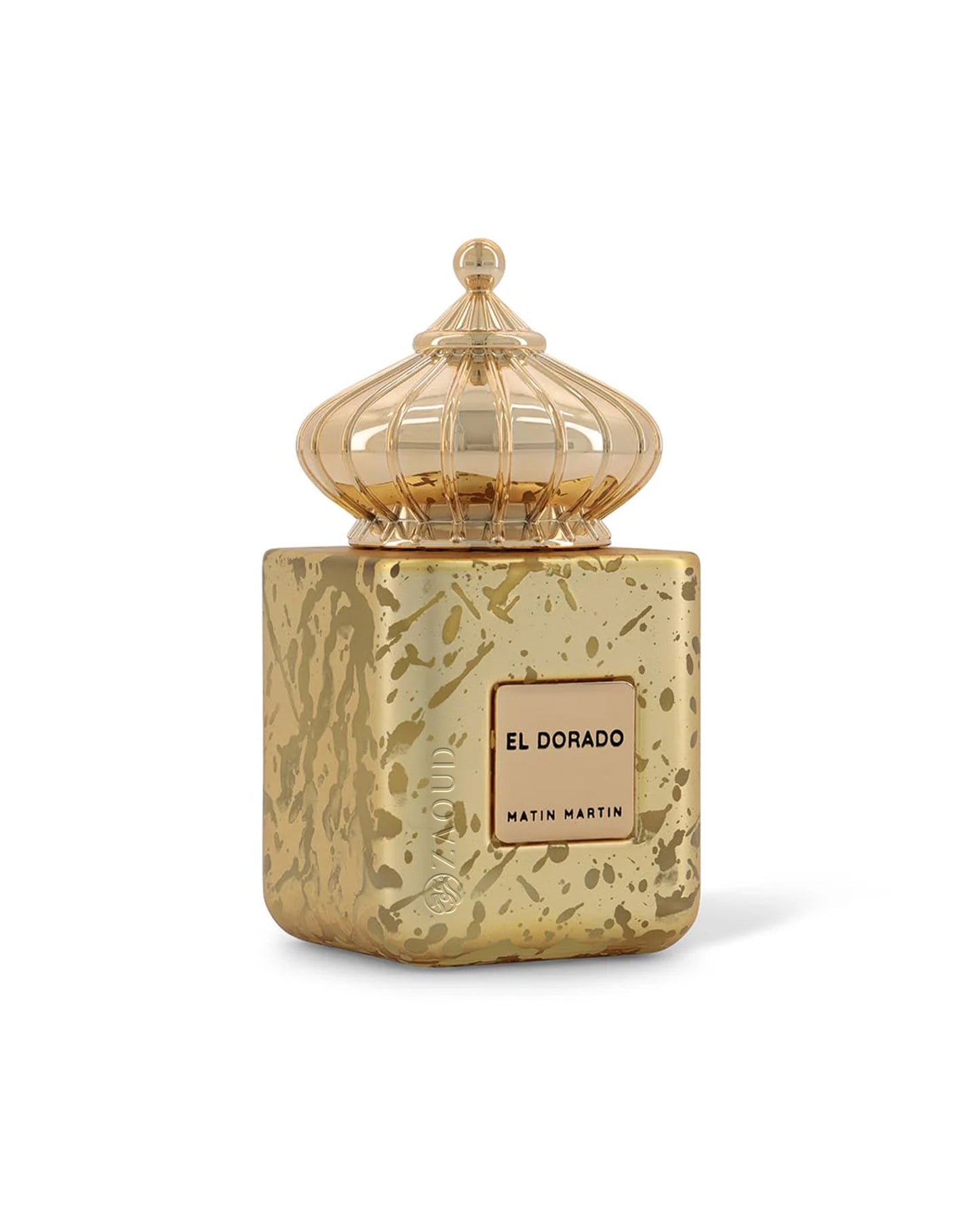 matin martin el dorado perfume golden bottle shows against white background
