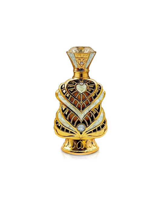 mystery essence perfume oil bottle shows against white background