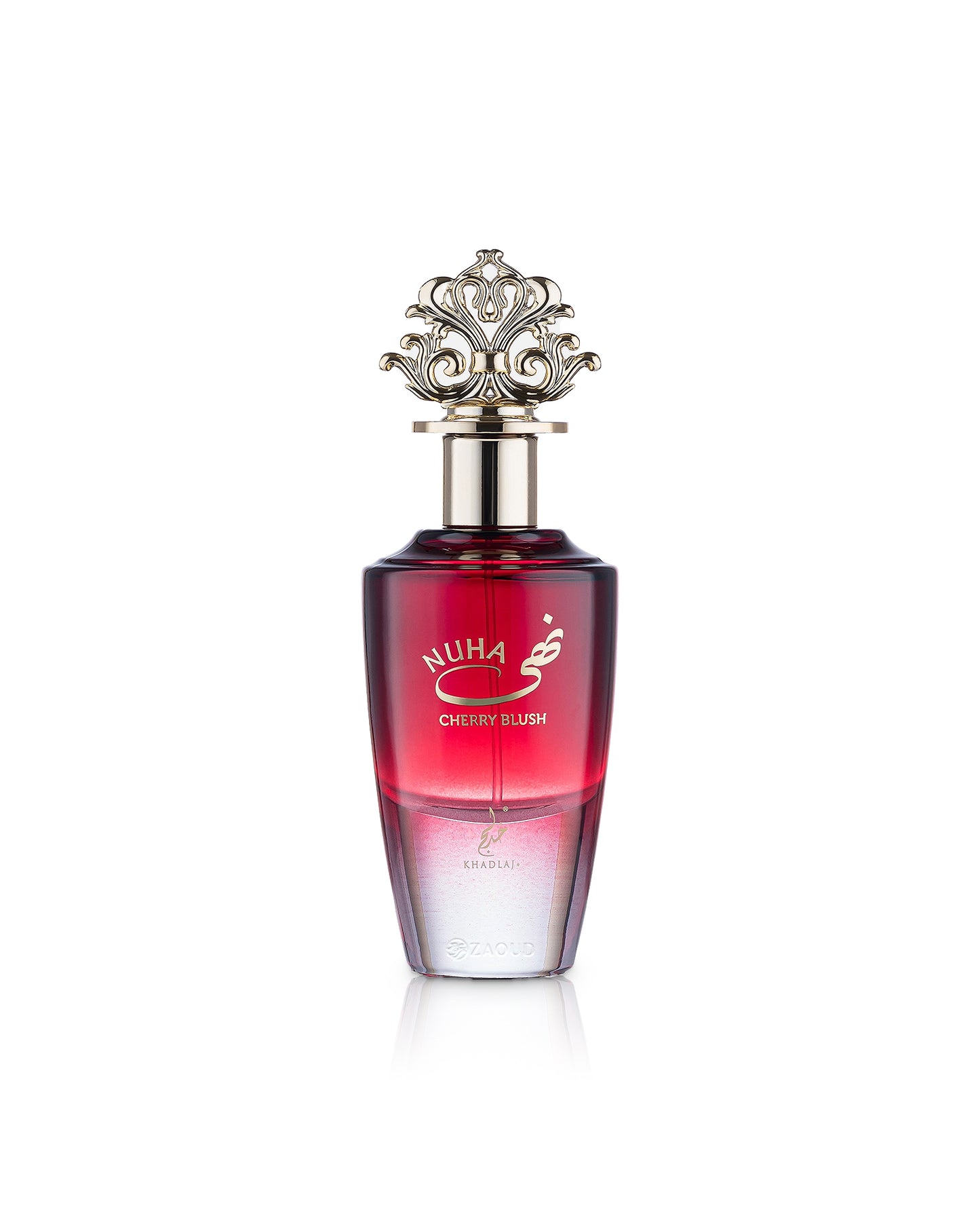 khadlaj nuha cherry blush perfume bottle shows against white background