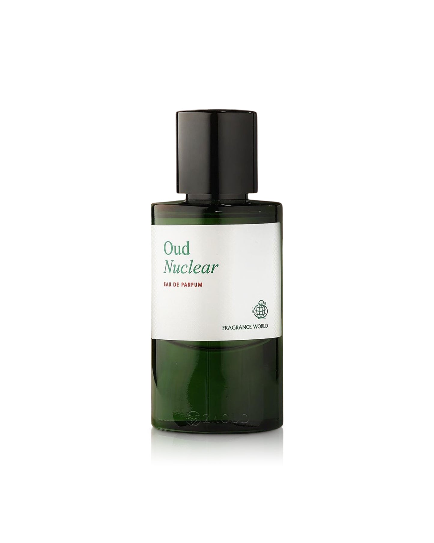 oud nuclear perfume bottle shows against white background