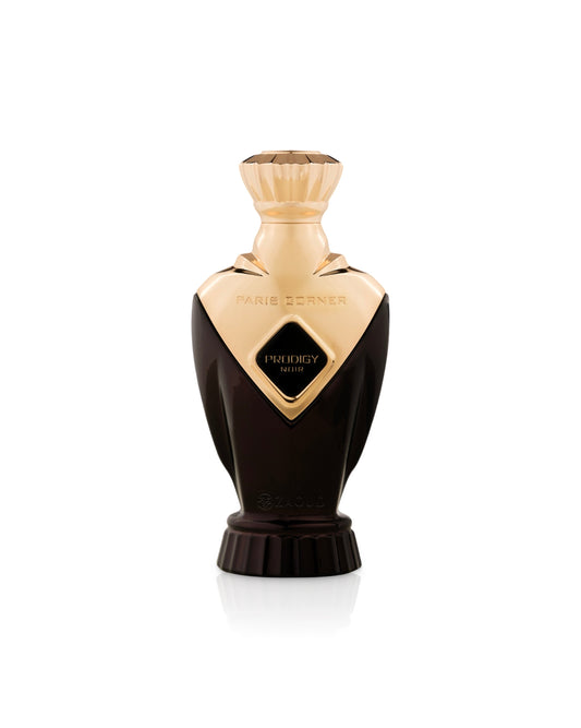 paris corner prodigy noir perfume bottle shows against white background