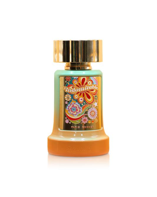 paris corner indomitable perfume bottle shows against white background