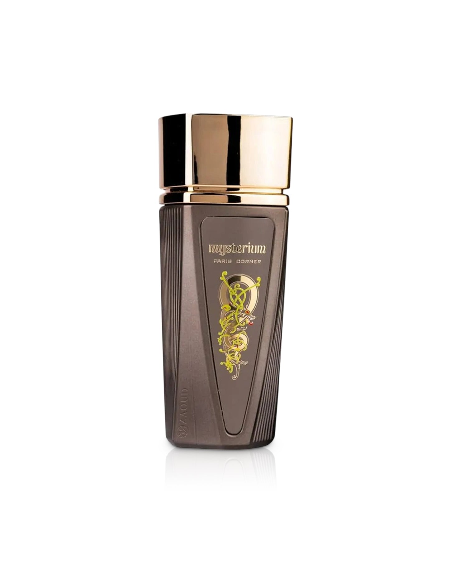 paris corner mysterium perfume bottle shows against white background