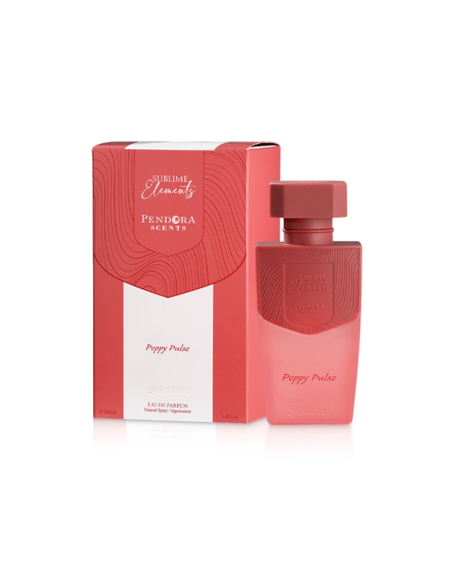 poppy pulse perfume bottle shows beside its box against white background