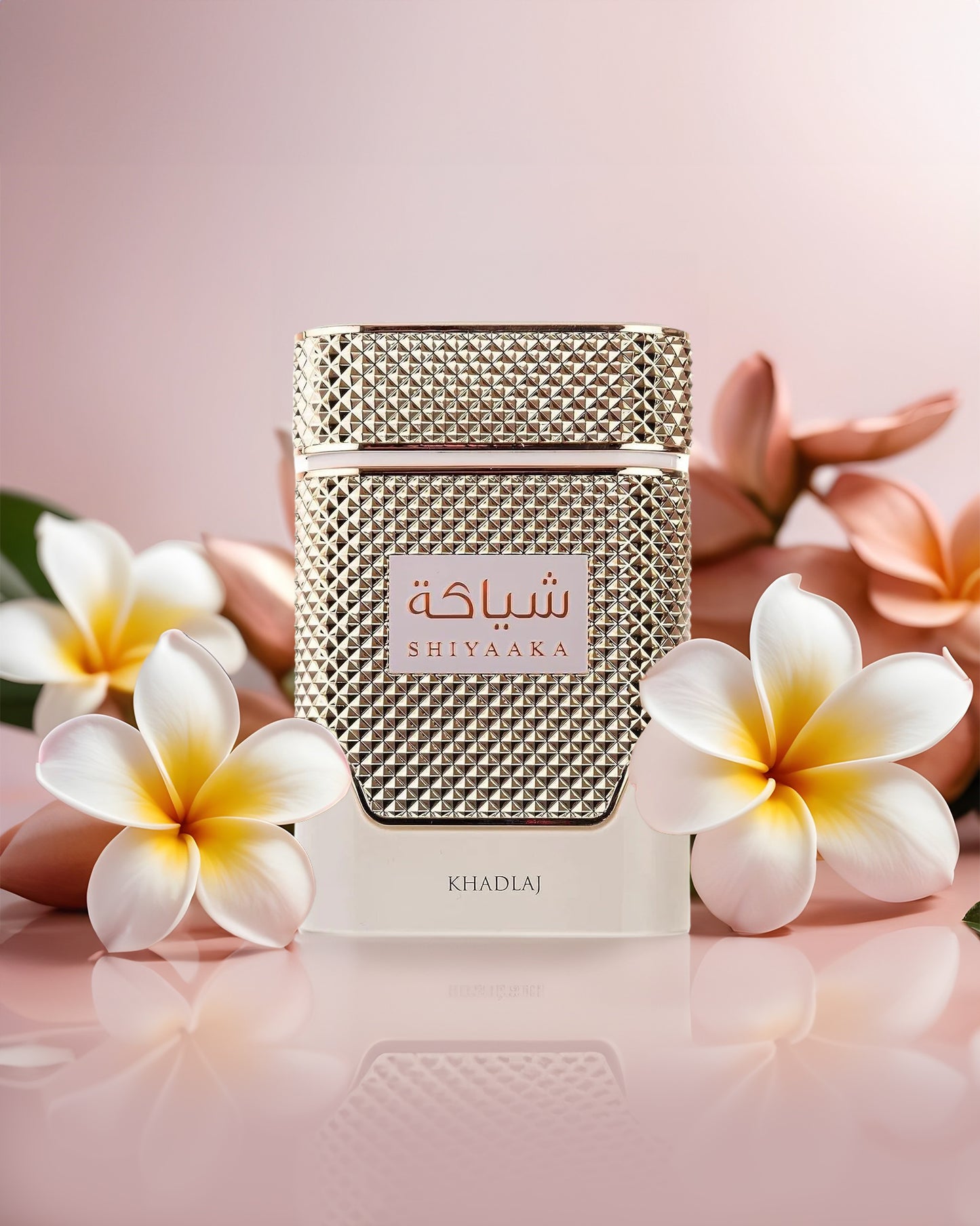 SHIYAAKA for women edp perfume bottle photograph besides vanilla flowers