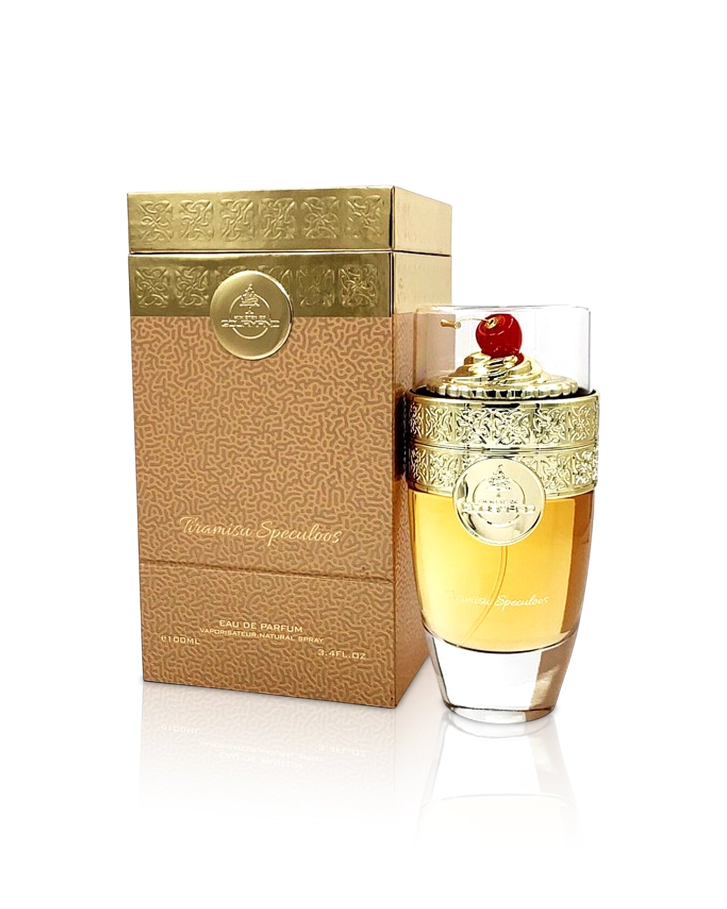 paris corner Tiramisu Speculoos perfume bottle shows beside its box against white background