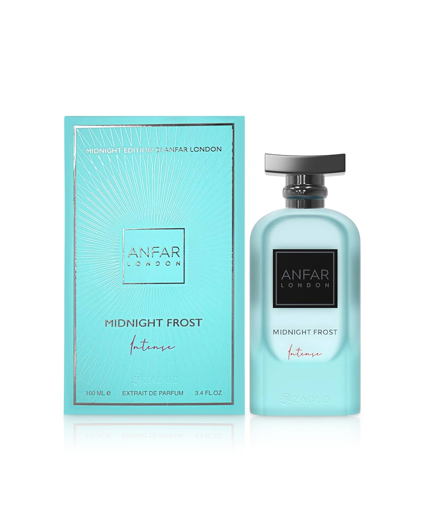 Anfar Midnight Frost Intense perfume bottle and packaging on a white background