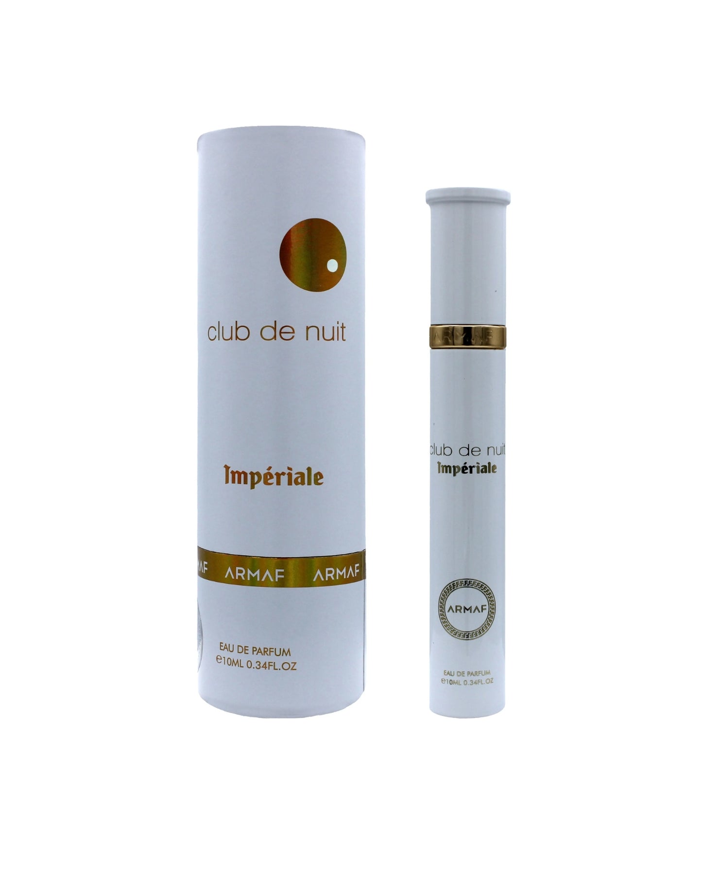 Two Armaf Club de Nuit Imperiale 10 ml perfume bottles on a white background