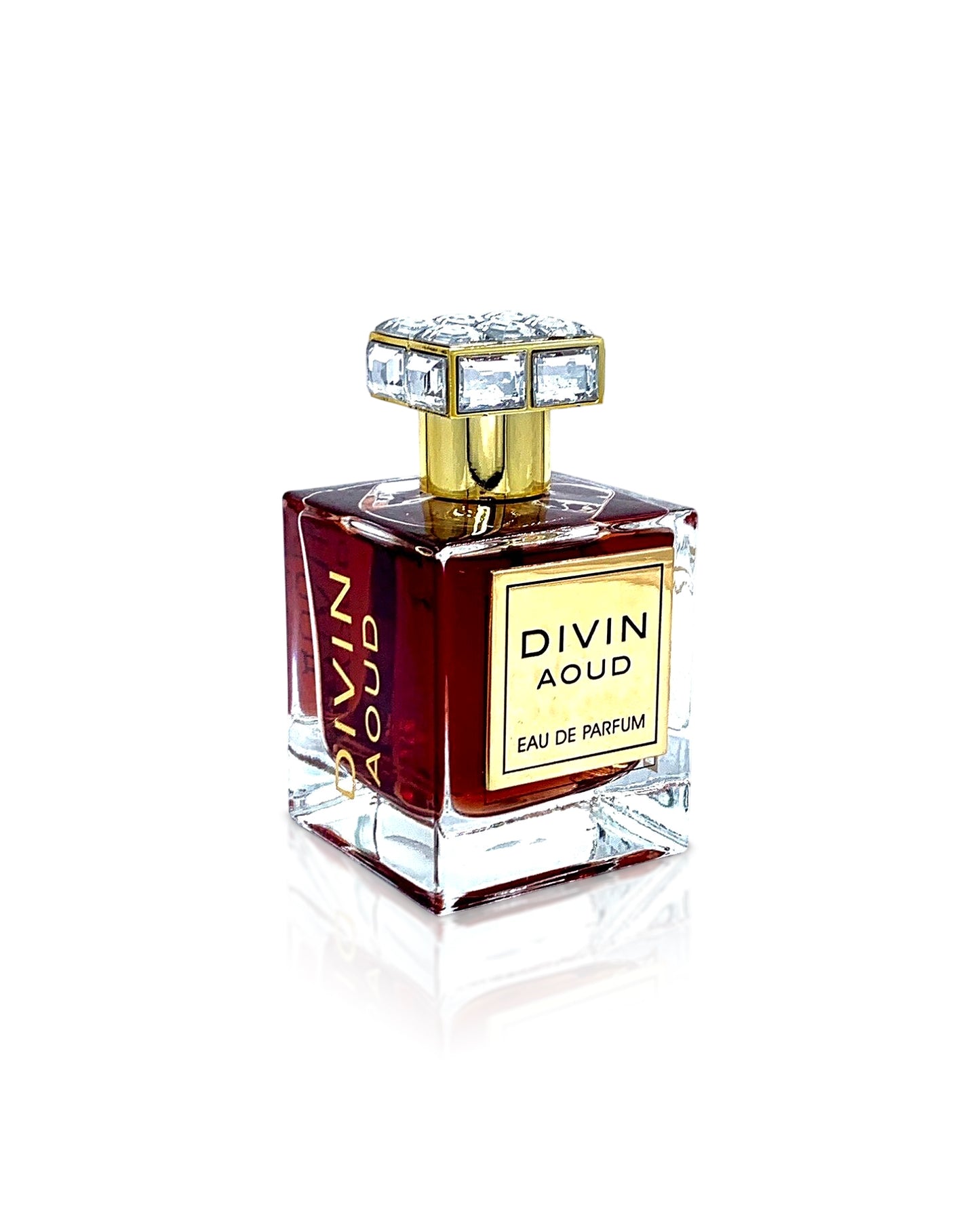 divin aoud perfume bottle shows against white background