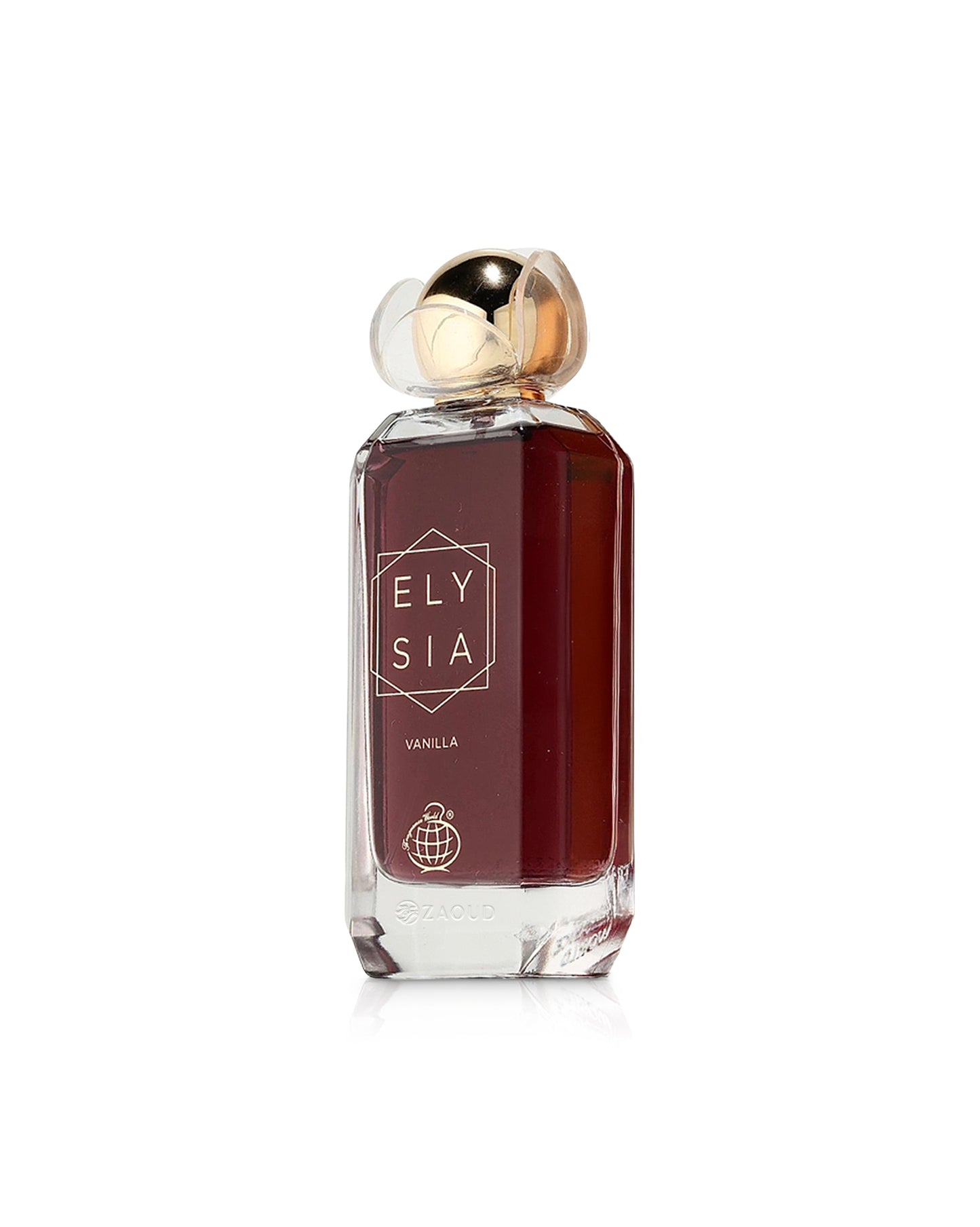 fragrance world elysia vanilla perfume bottle shows against white background