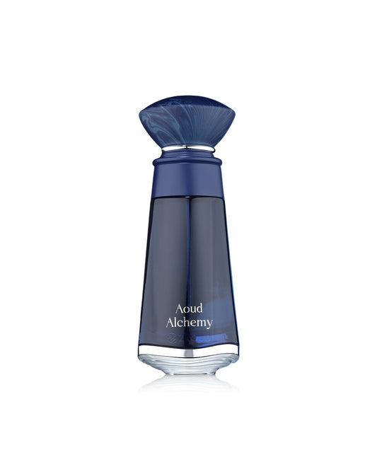 fragrance world aoud alchamy perfume bottle shows against white background