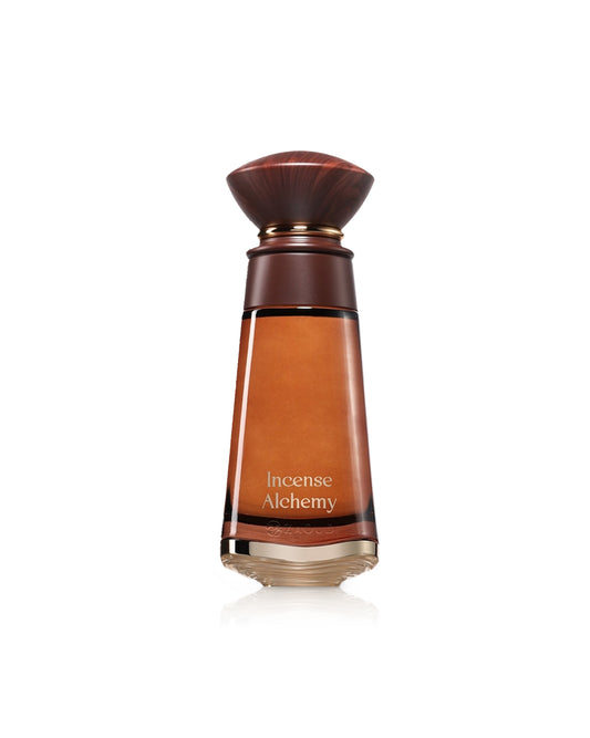 fragrance world incense alchemy perfume bottle shows against white background