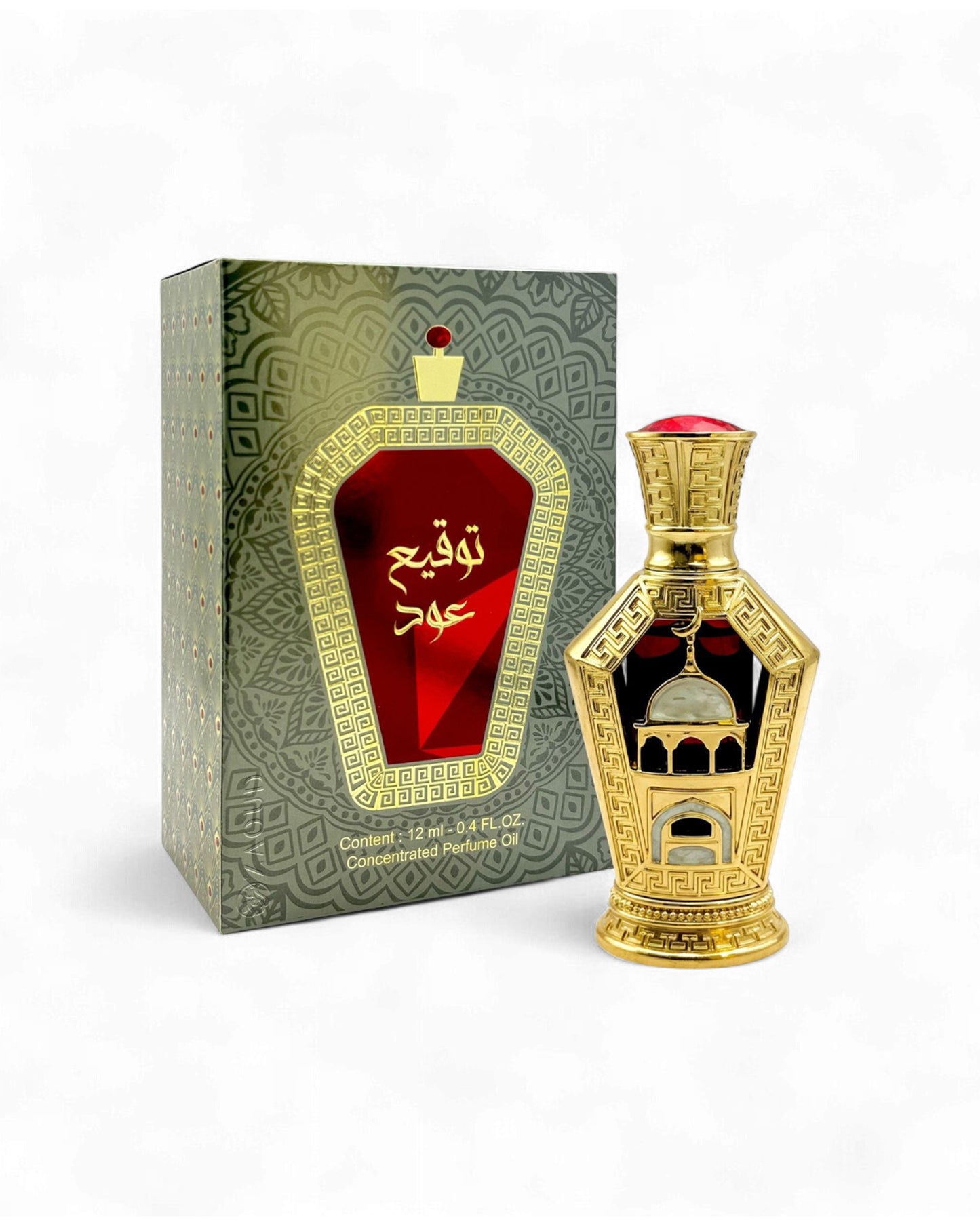 fragrance world signature perfume oil bottle shows beside its box against white background