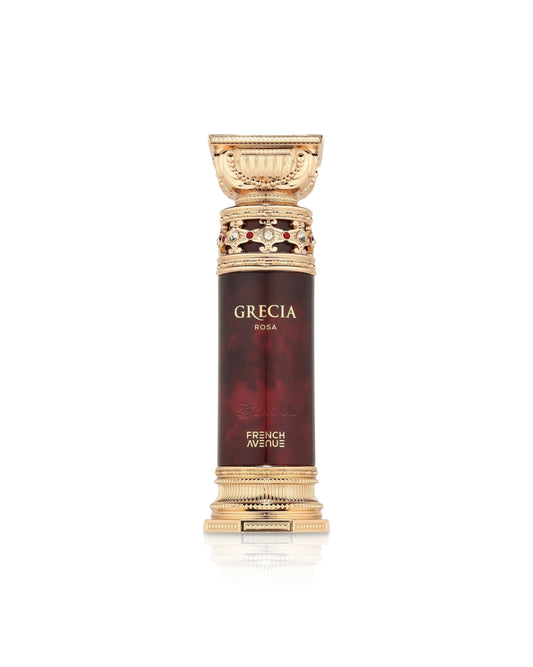 french avenue grecia rosa perfume bottle shows against white background
