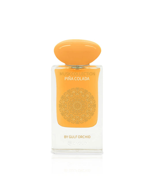 Perfume bottle labeled 'Pina Colada' by Gulf Orchid on a white background