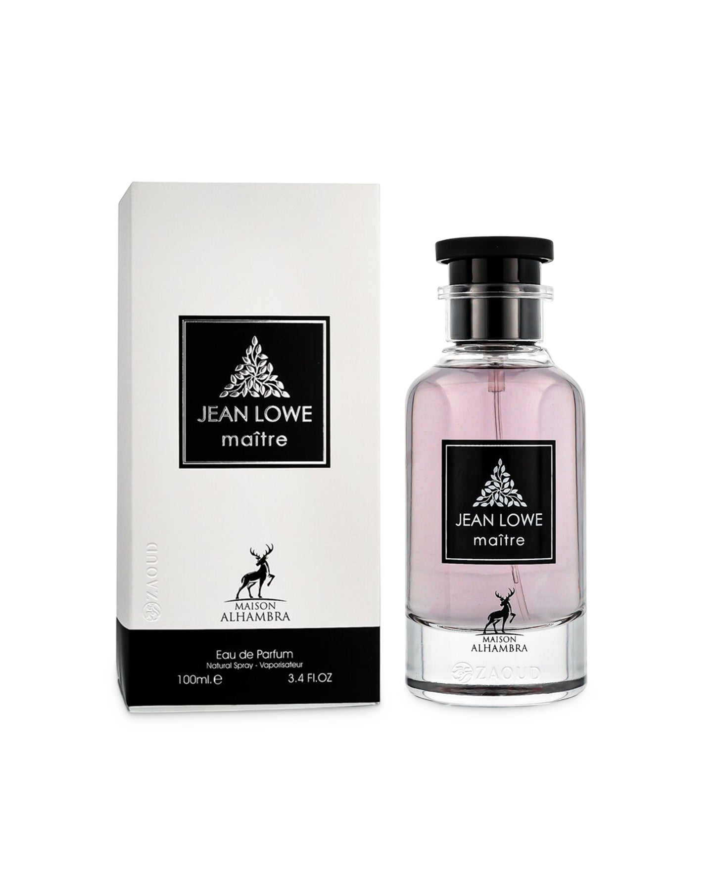 jean lowe maitre perfume bottle shows beside its box against white background