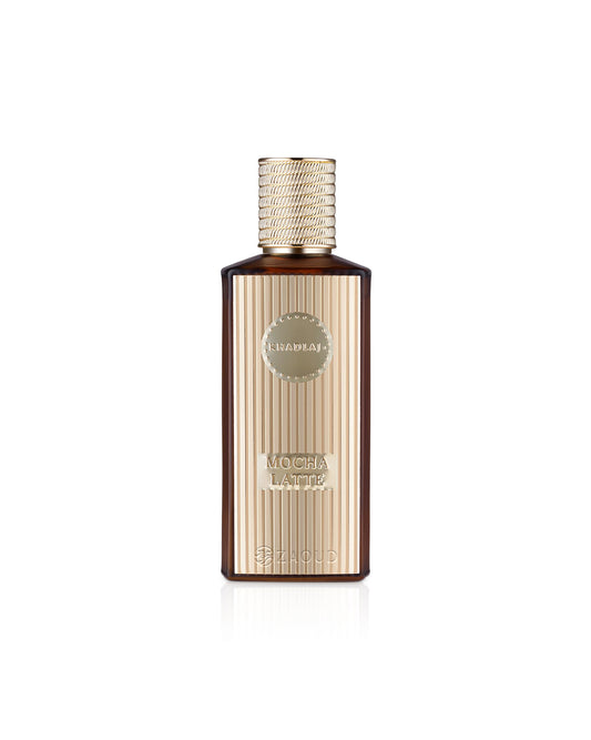 khadlaj mocha latte perfume bottle shows against white background
