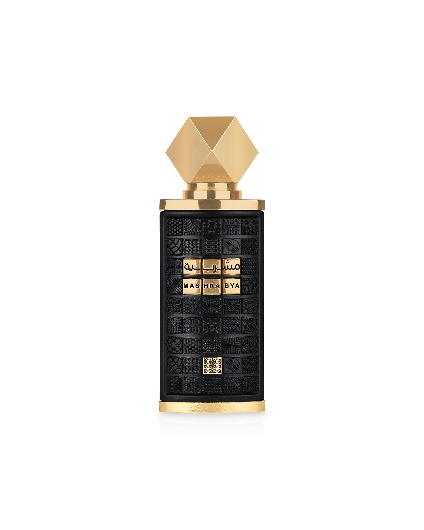 lattafa Mashrabya perfume bottle shows against white background