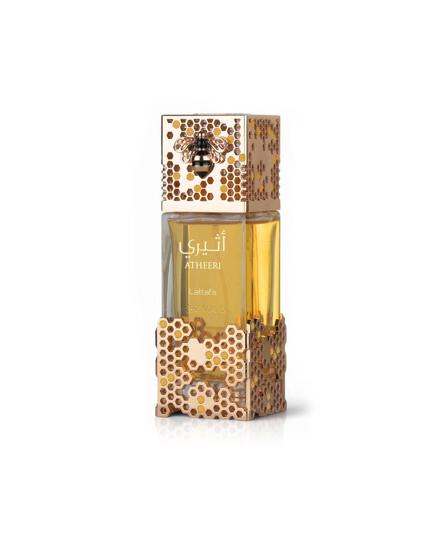lattafa atheeri perfume bottle shows against white background