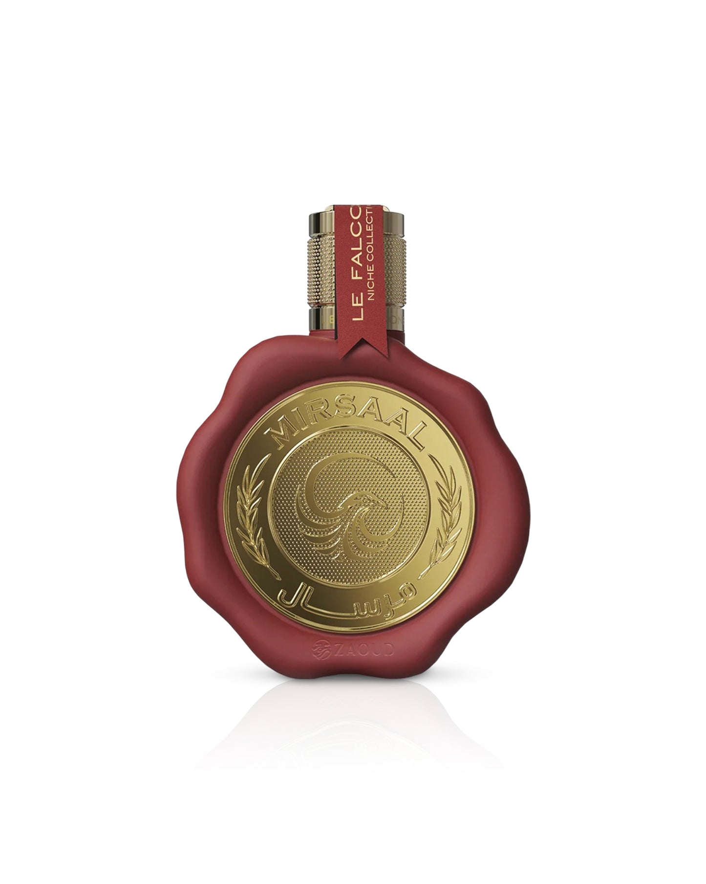 le falcone mirsaal love letter Red and gold perfume bottle with 'Le falcone' branding on a white background