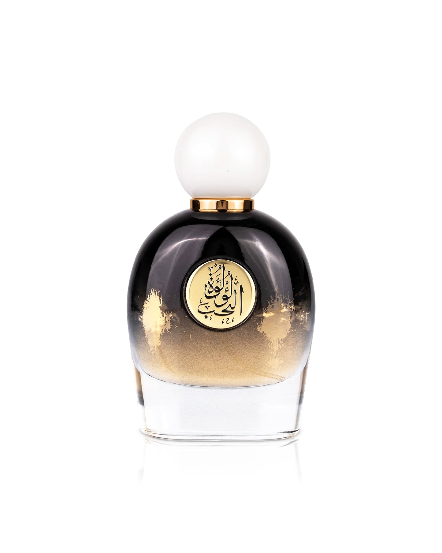GULF ORCHID LULUT ALHOB Perfume bottle with black and gold design on a white background