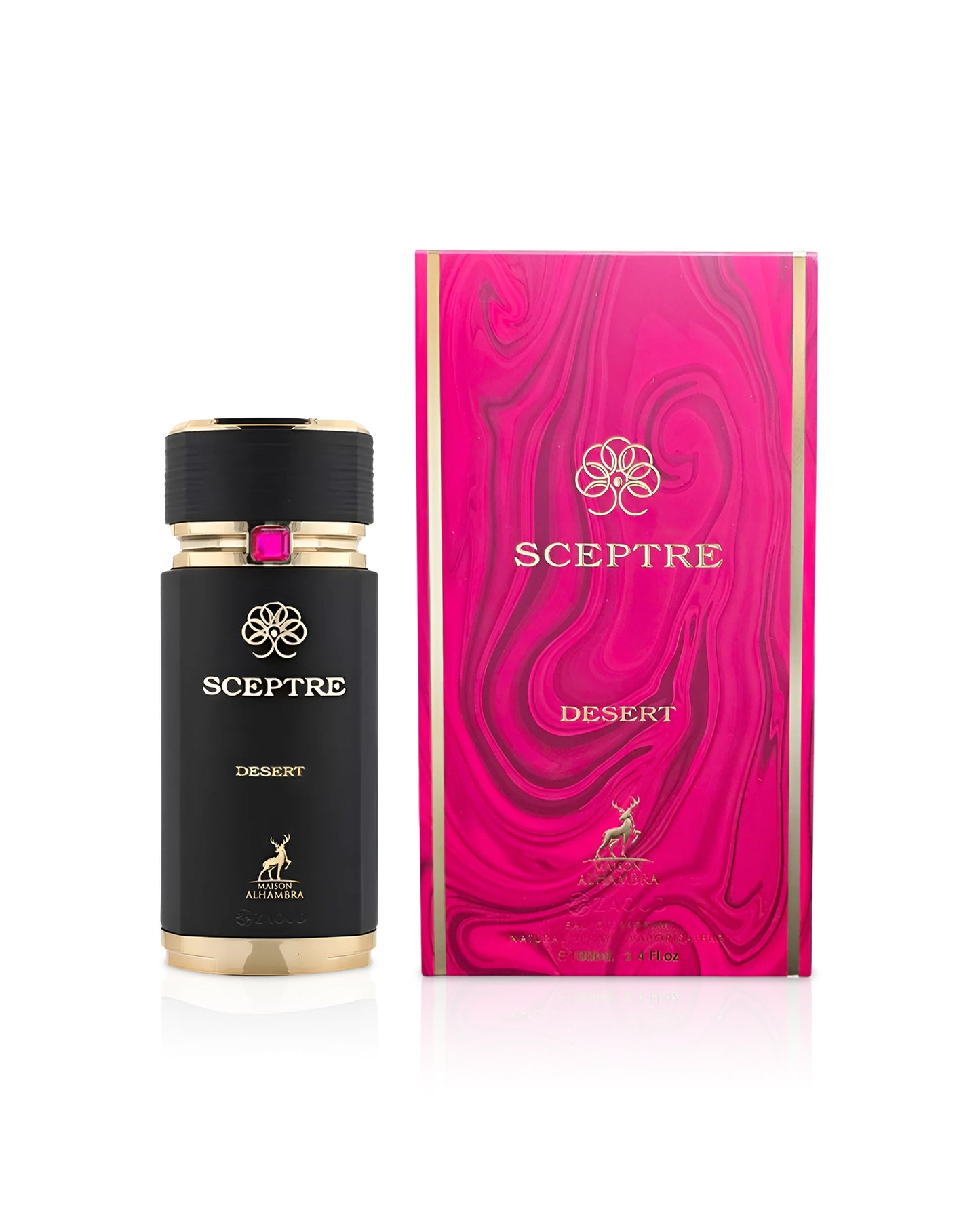 Smaison alhambra ceptre Desert perfume bottle and packaging on a white background