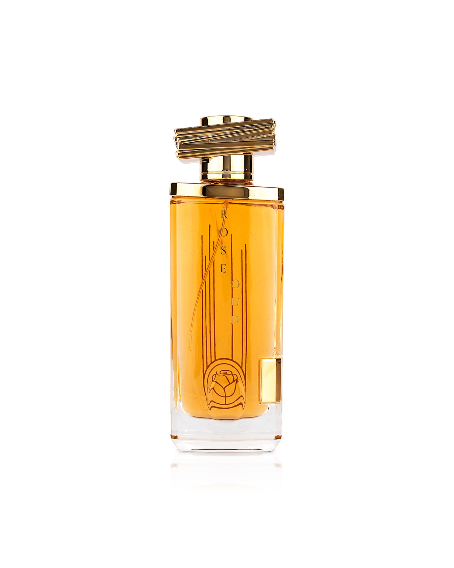 maison asrar rose oud perfume bottle shows against white background