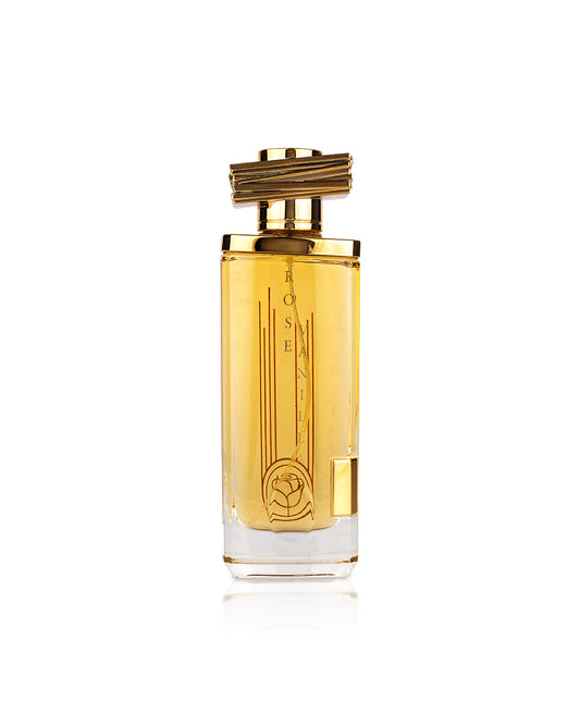 maison asrar rose vanilla perfume bottle shows against white background