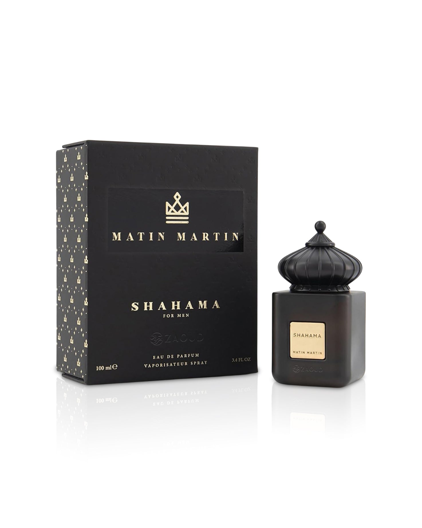 Matin Martin Shahama perfume bottle and packaging on a white background