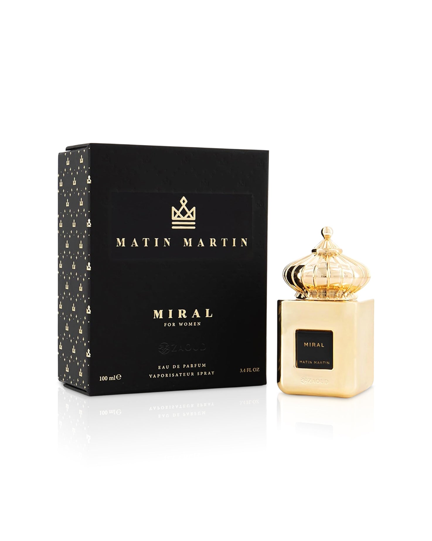 Matin Martin Miral perfume bottle and packaging on a white background