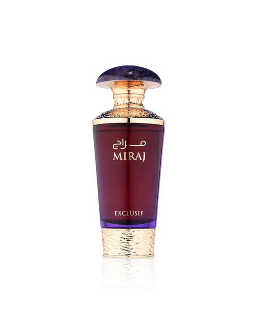 miraj exclusif perfume bottle shows against white background
